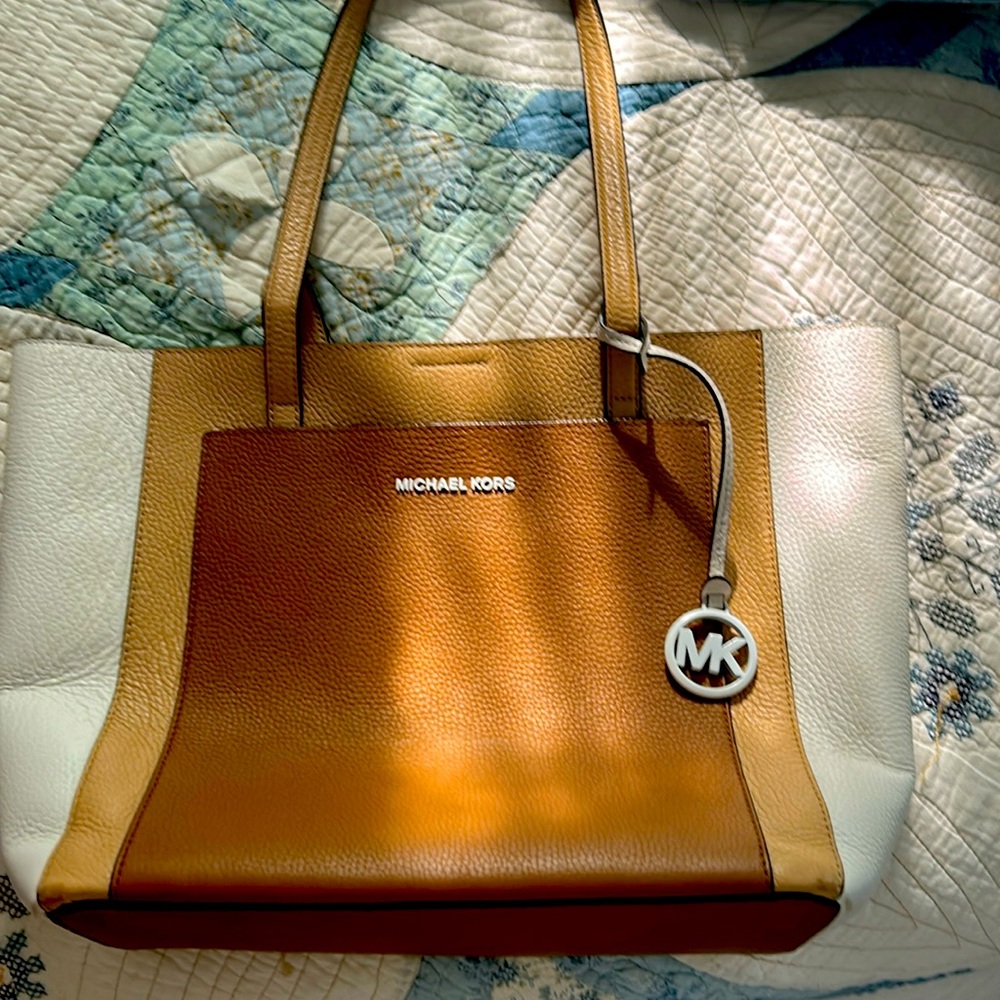 Michael Kors Gemma Large Tri-Color Pebbled Leather Tote